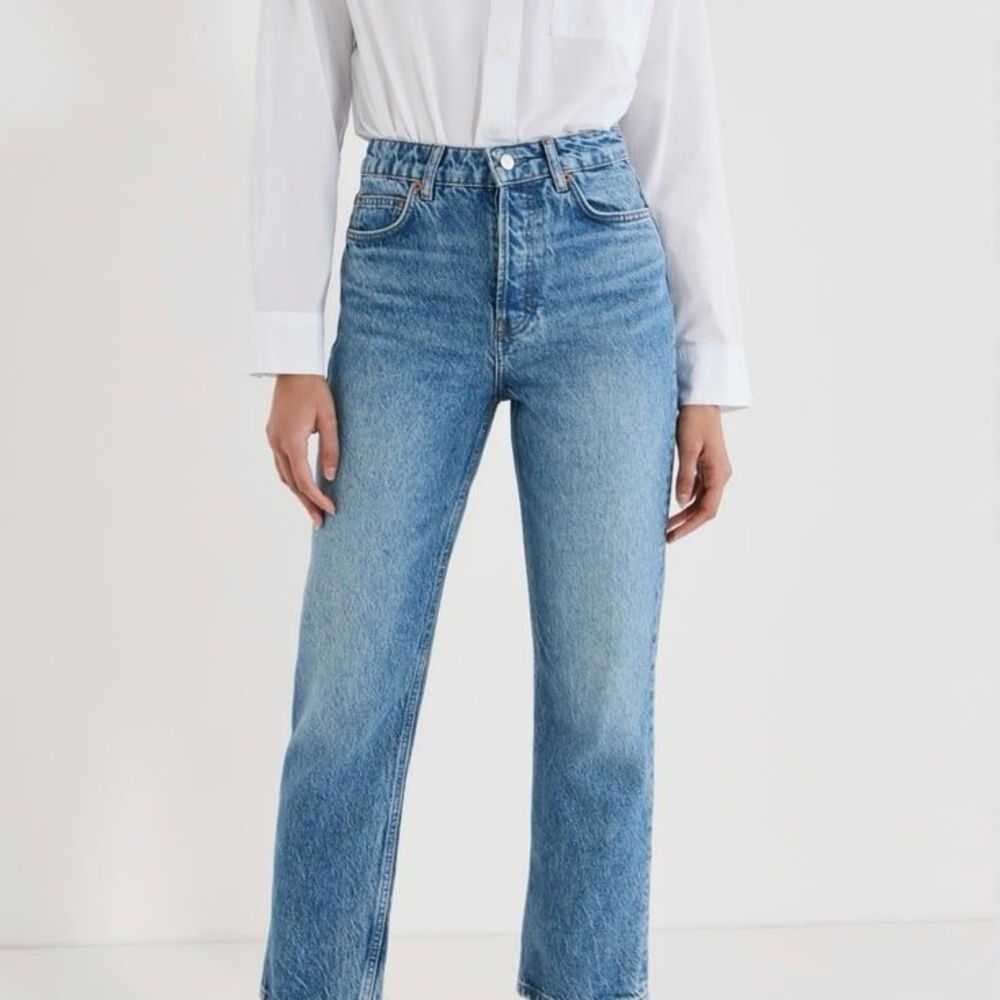 Reformation Cynthia High Rise Straight Crop Jeans Blue Petite Size 29P